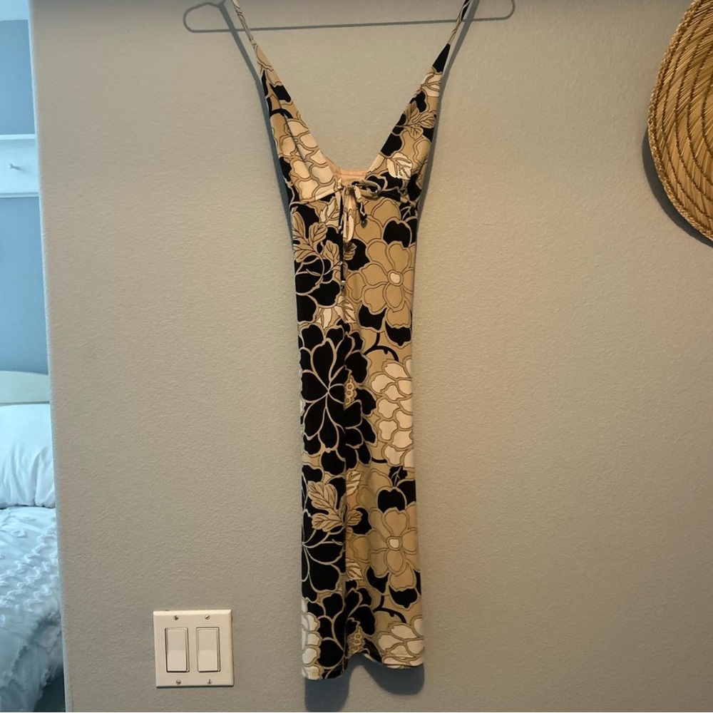 BCBGMaxAzria Black and Cream Patterned Dress